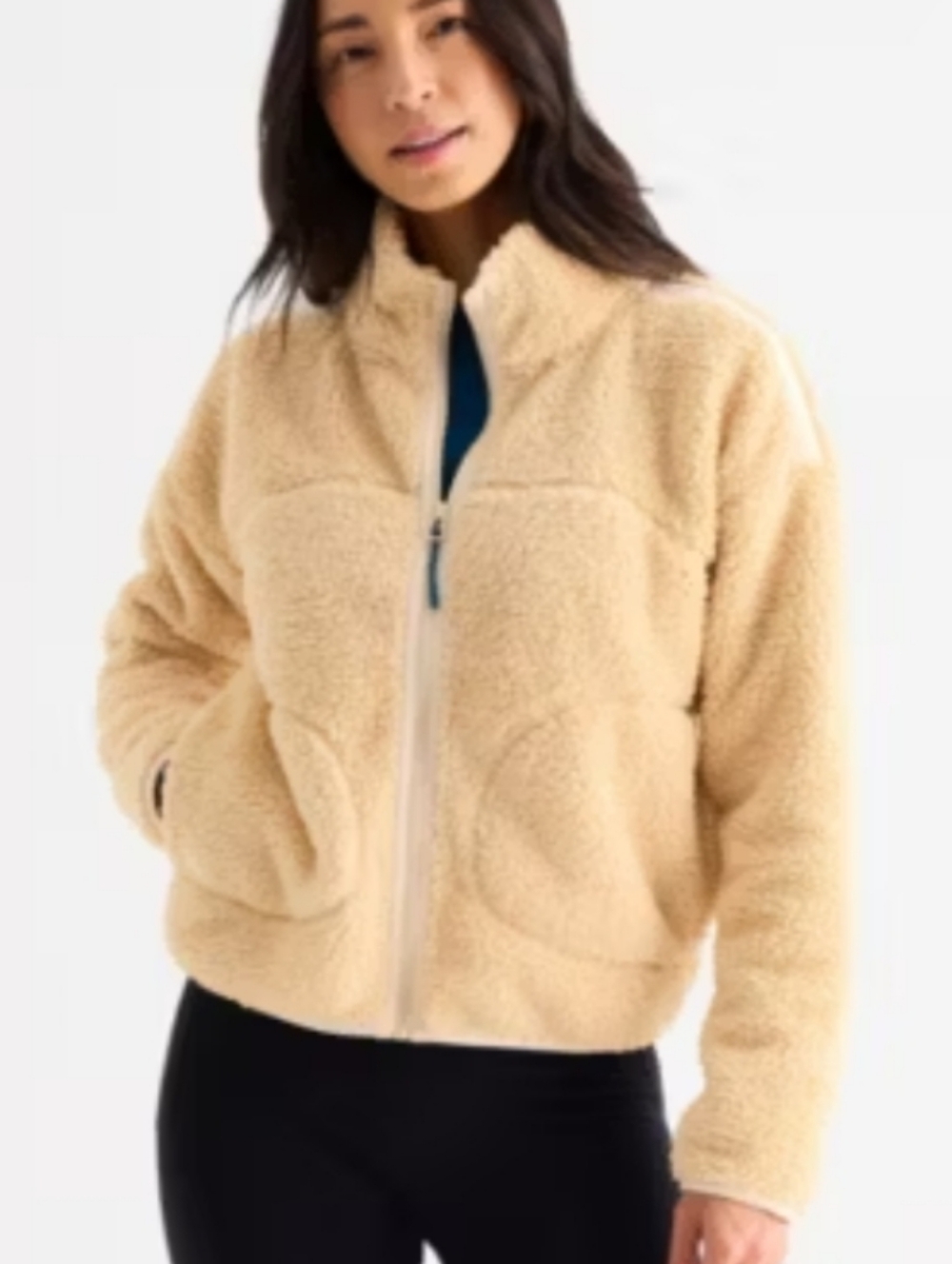 Xersion Cream Novelty Sherpa Fleece Softshell Jacket